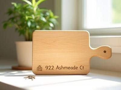 Small cutting board engraved with a new home address