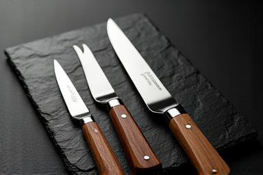 Artisanal cheese knife set with ceramic handles