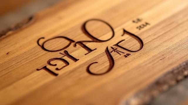Close-up shot of a laser engraving on a wooden board